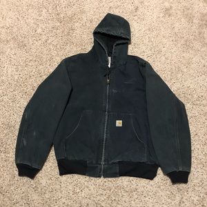 Worn Carhartt Duck Thermal Lined Jacket w/ Hood